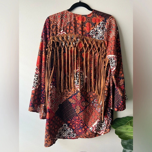 EARTHBOUND Tops - Earthbound festival poncho cover with fringe sz S